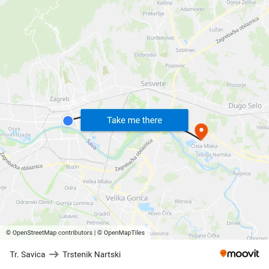 Tr. Savica to Trstenik Nartski map