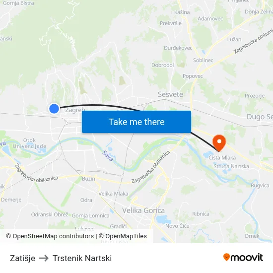 Zatišje to Trstenik Nartski map