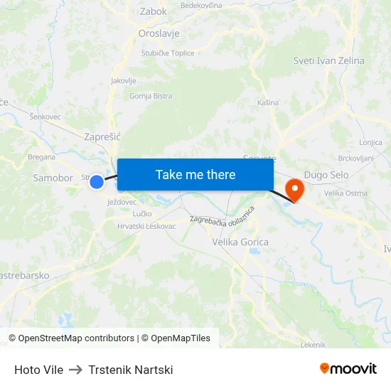 Hoto Vile to Trstenik Nartski map