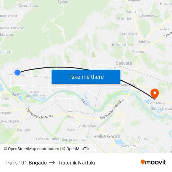 Park 101.Brigade to Trstenik Nartski map