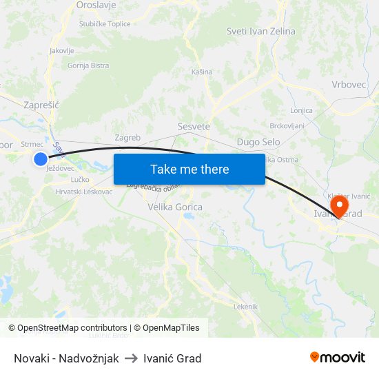 Novaki - Nadvožnjak to Ivanić Grad map