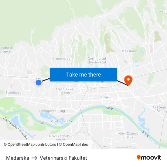 Medarska to Veterinarski Fakultet map