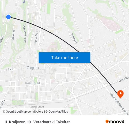 II. Kraljevec to Veterinarski Fakultet map