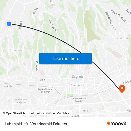 Lubenjaki to Veterinarski Fakultet map