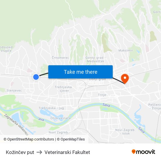 Kožinčev put to Veterinarski Fakultet map