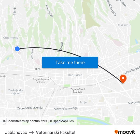 Jablanovac to Veterinarski Fakultet map