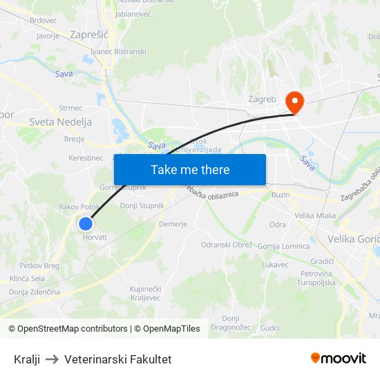 Kralji to Veterinarski Fakultet map