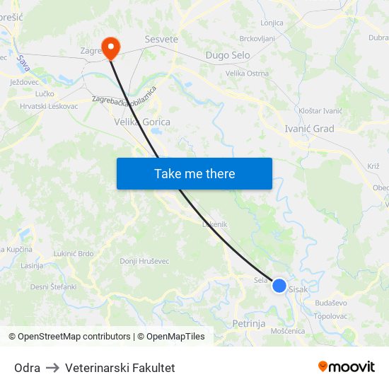 Odra to Veterinarski Fakultet map