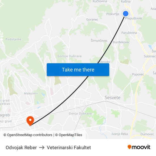 Odvojak Reber to Veterinarski Fakultet map