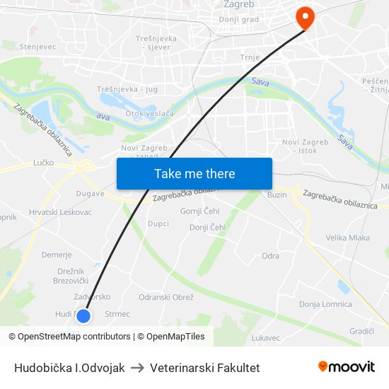 Hudobička I.Odvojak to Veterinarski Fakultet map