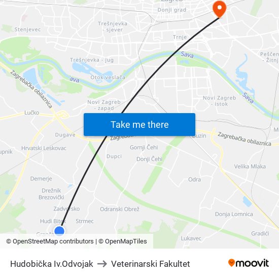 Hudobička Iv.Odvojak to Veterinarski Fakultet map