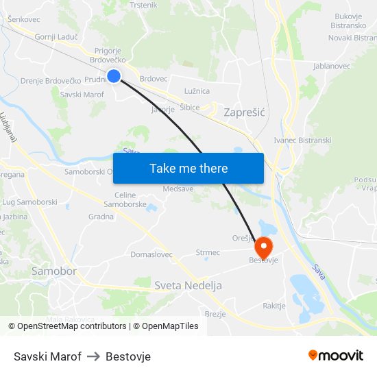 Savski Marof to Bestovje map