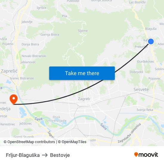 Frljur-Blaguška to Bestovje map