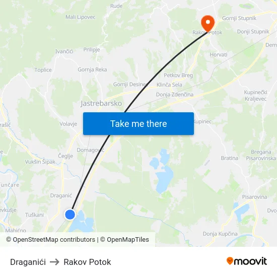Draganići to Rakov Potok map