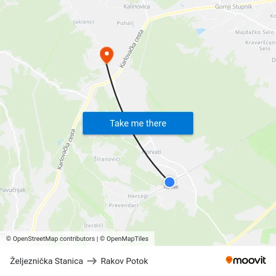 Željeznička Stanica to Rakov Potok map