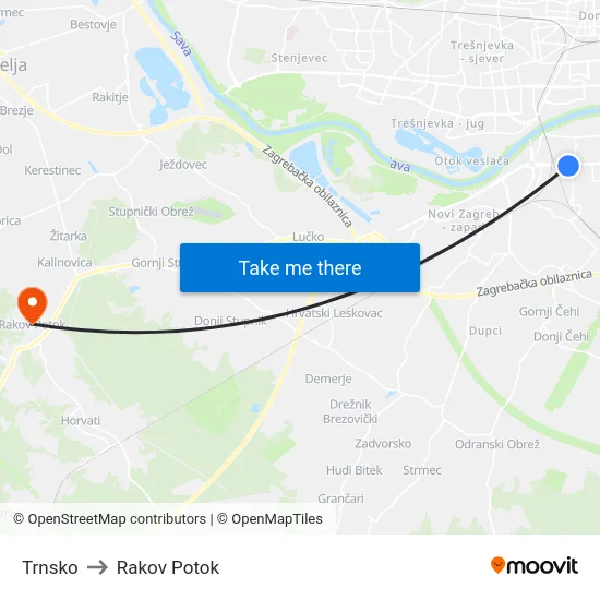 Trnsko to Rakov Potok map