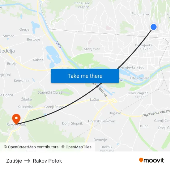 Zatišje to Rakov Potok map