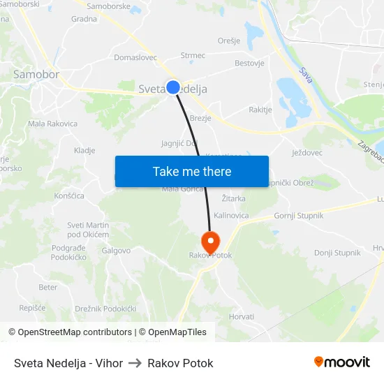 Sveta Nedelja - Vihor to Rakov Potok map