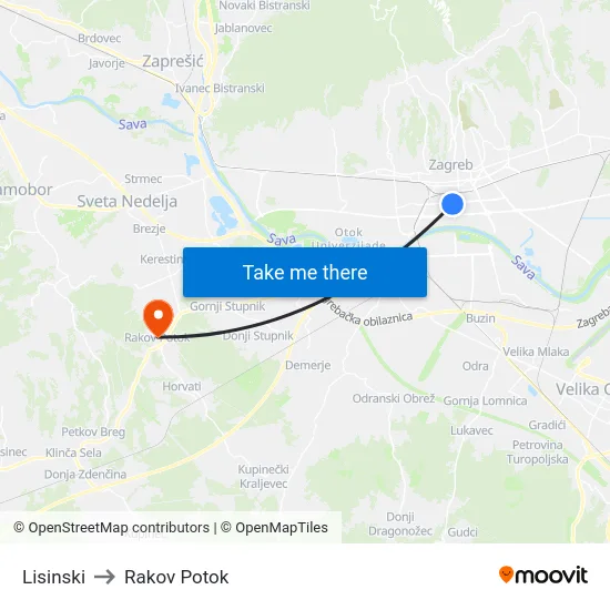 Lisinski to Rakov Potok map