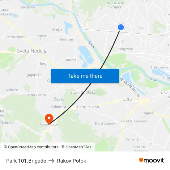 Park 101.Brigade to Rakov Potok map