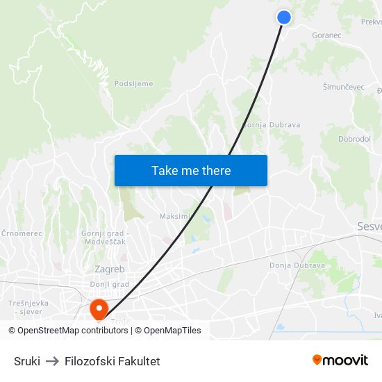 Sruki to Filozofski Fakultet map