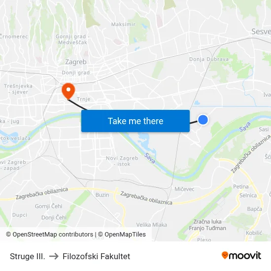 Struge III. to Filozofski Fakultet map
