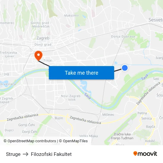 Struge to Filozofski Fakultet map