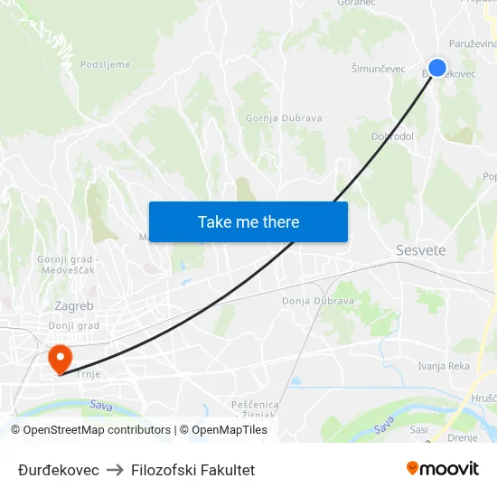 Đurđekovec to Filozofski Fakultet map