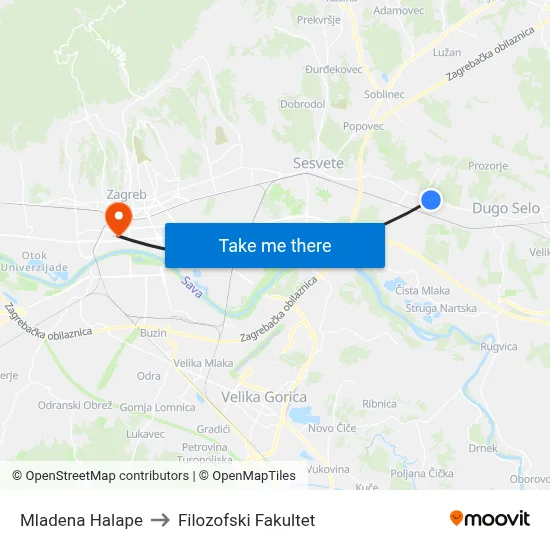 Mladena Halape to Filozofski Fakultet map