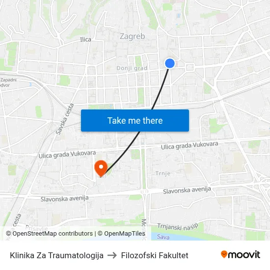 Klinika Za Traumatologija to Filozofski Fakultet map
