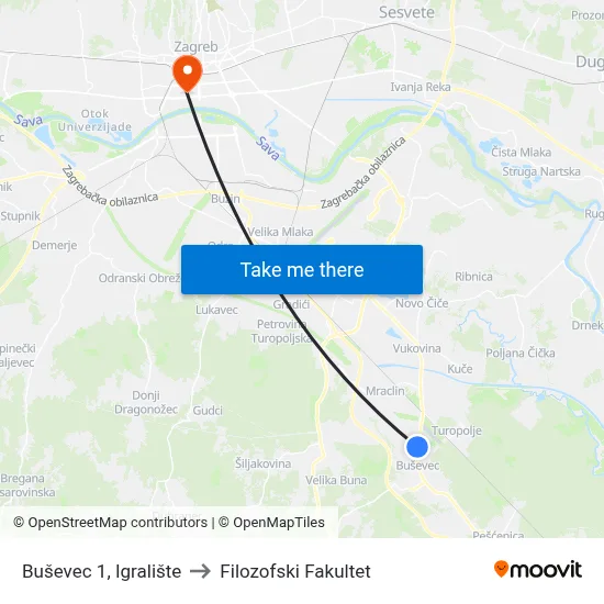Buševec 1, Igralište to Filozofski Fakultet map