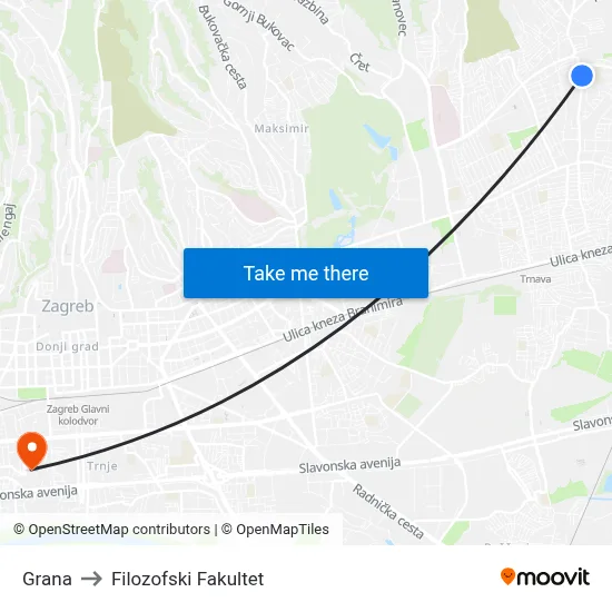 Grana to Filozofski Fakultet map