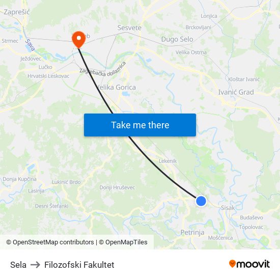 Sela to Filozofski Fakultet map