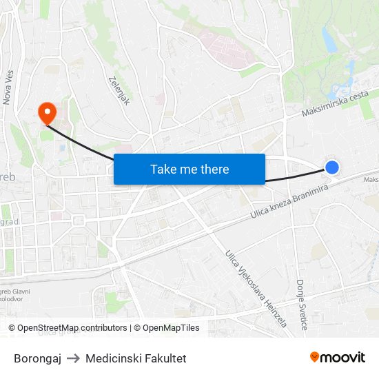 Borongaj to Medicinski Fakultet map