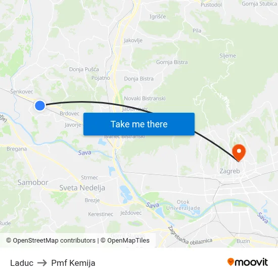 Laduc to Pmf Kemija map