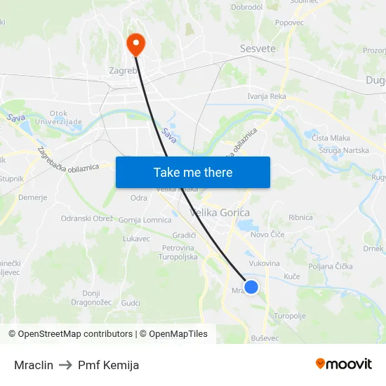 Mraclin to Pmf Kemija map