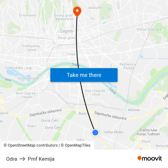 Odra to Pmf Kemija map