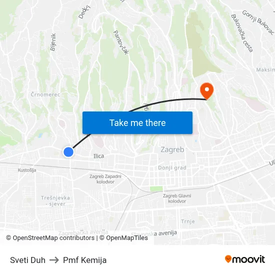 Sveti Duh to Pmf Kemija map