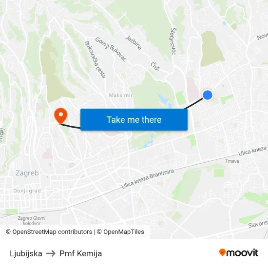 Ljubijska to Pmf Kemija map