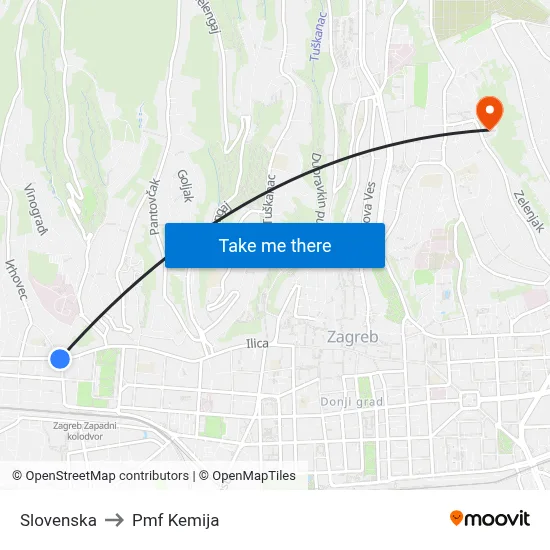 Slovenska to Pmf Kemija map
