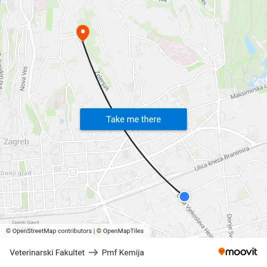Veterinarski Fakultet to Pmf Kemija map
