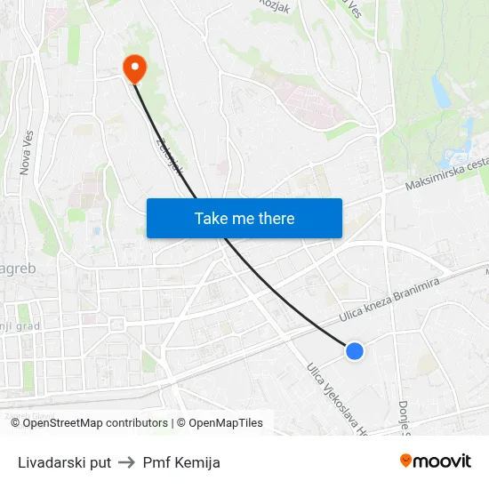 Livadarski put to Pmf Kemija map