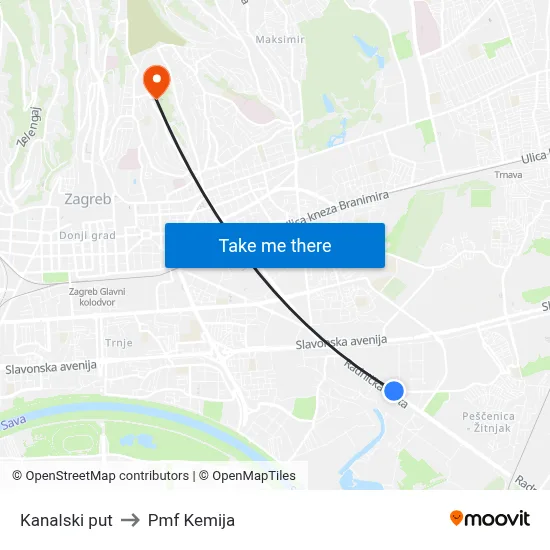 Kanalski put to Pmf Kemija map