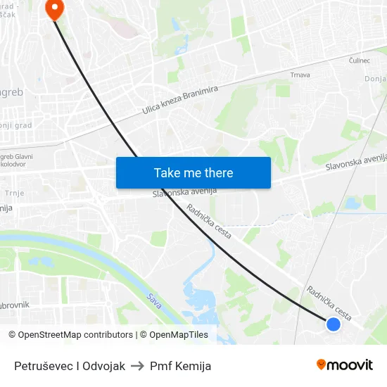 Petruševec I Odvojak to Pmf Kemija map
