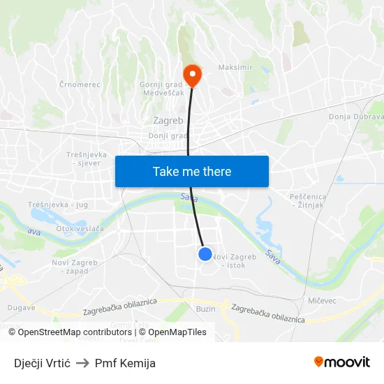 Dječji Vrtić to Pmf Kemija map