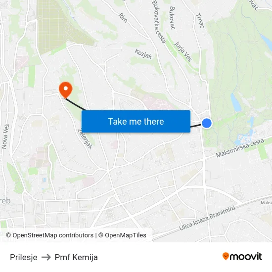 Prilesje to Pmf Kemija map