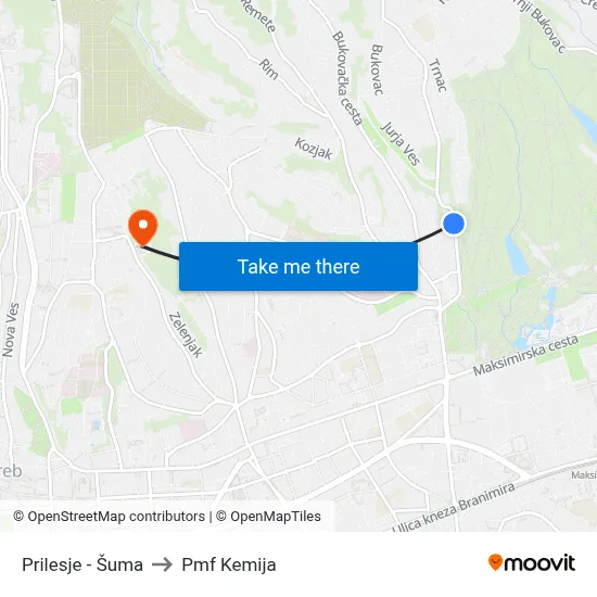 Prilesje - Šuma to Pmf Kemija map