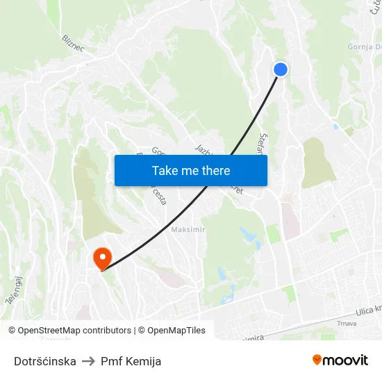 Dotršćinska to Pmf Kemija map