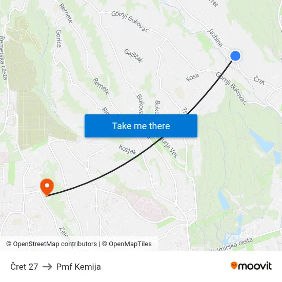 Čret 27 to Pmf Kemija map