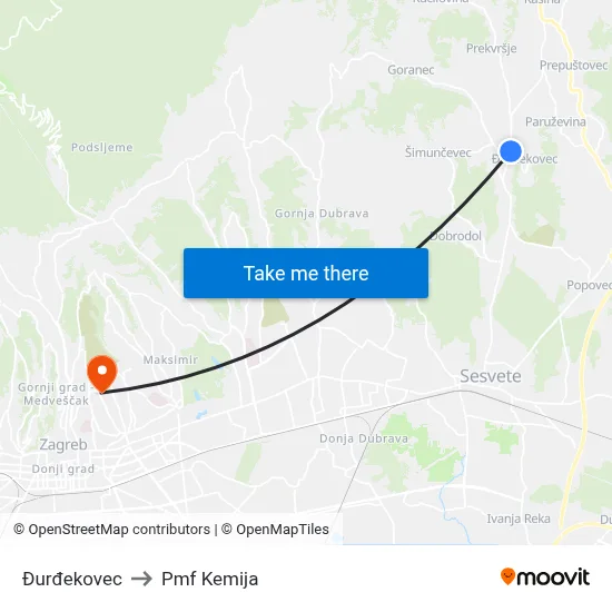 Đurđekovec to Pmf Kemija map